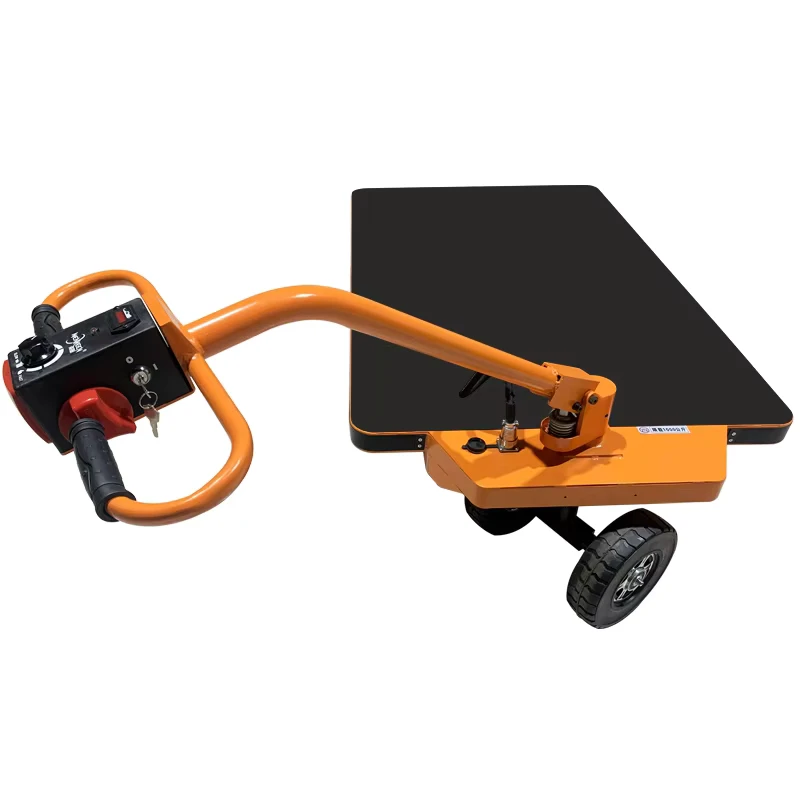 Industrial Four Wheel Electric Trolley Carts 500kg Heavy Duty Warehouse Flatbed Trucks Electric Wheelbarrows