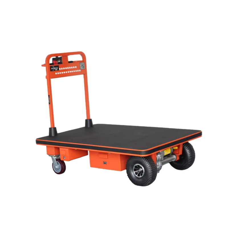 Industrial Grade Electric Platform Trolley with Hand Truck Function for Warehouse and Garden Utility