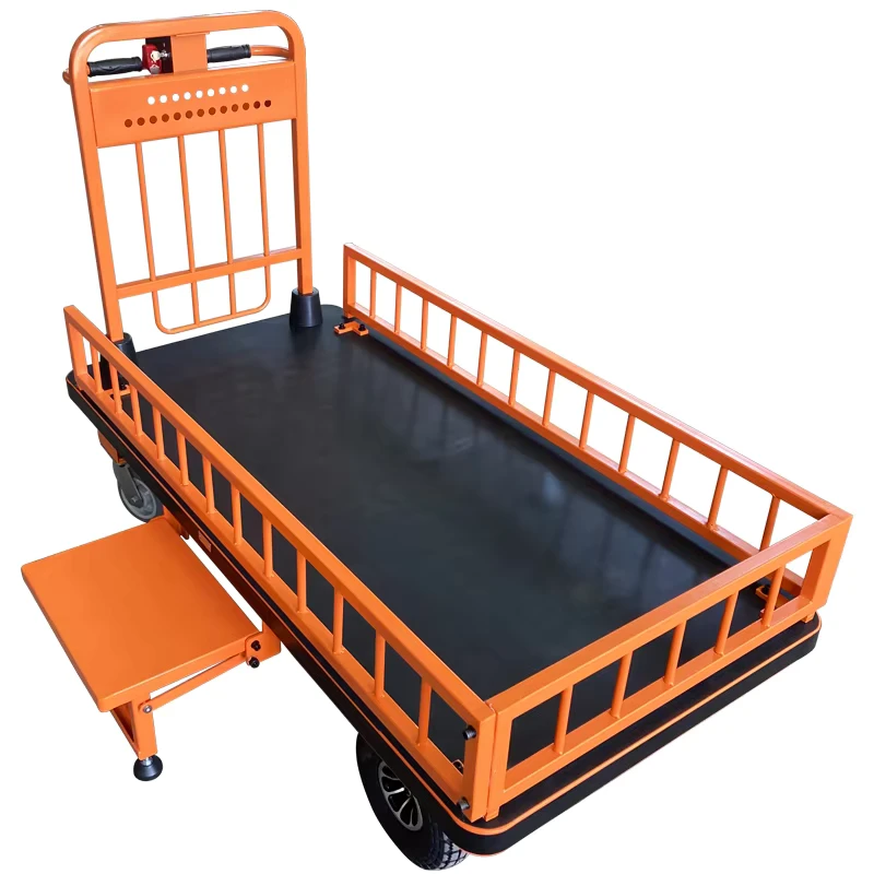 Industrial Heavy Duty Foldable Customizable 500kg Capacity Electric Trolley Hand Cart Four Wheel Mesh Stainless Steel Platform