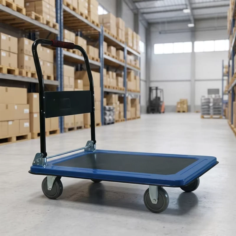 Industrial Heavy Duty Foldable Steel Platform Hand Truck Trolley Cart Silent Casters Thickened Iron Deck for Warehouse Cargo