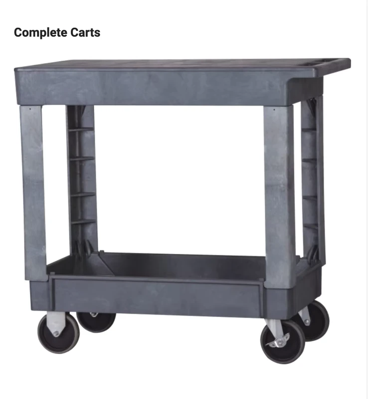 Industrial Heavy Duty Four Wheel Hand Flat Top Trolley Plastic Rolling Storage Tool Service Utility Cart