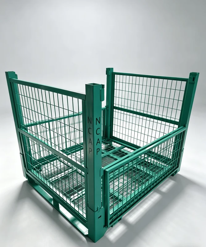 Industrial Heavy Duty Q235 Steel 1000kg Capacity Galvanized Stillage Foldable Wire Mesh Container for Heavy Parts Storage
