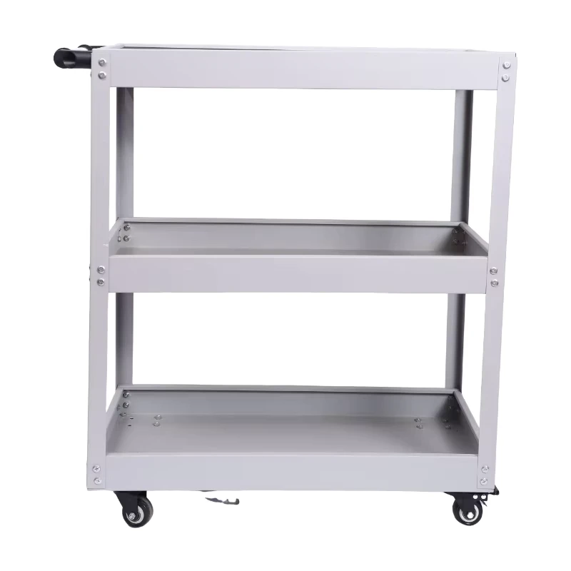 Industrial Heavy Duty Three Tier Foldable Steel Mechanic Tool Mobile Rolling Repair Utility Hand Truck Tool Cart for Auto