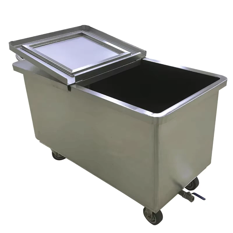 Industrial High Temperature Sterilization Transport Tanker 316 Stainless Steel Bucket Trolley Cart for Food Factory with Tap