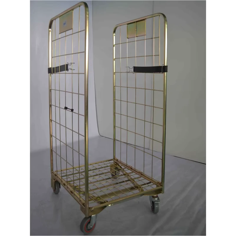 Industrial Logistic Storage Efficient Metal Wire Mesh Picking Trolleys Foldable and Nestable Cargo Storage Equipment Cart