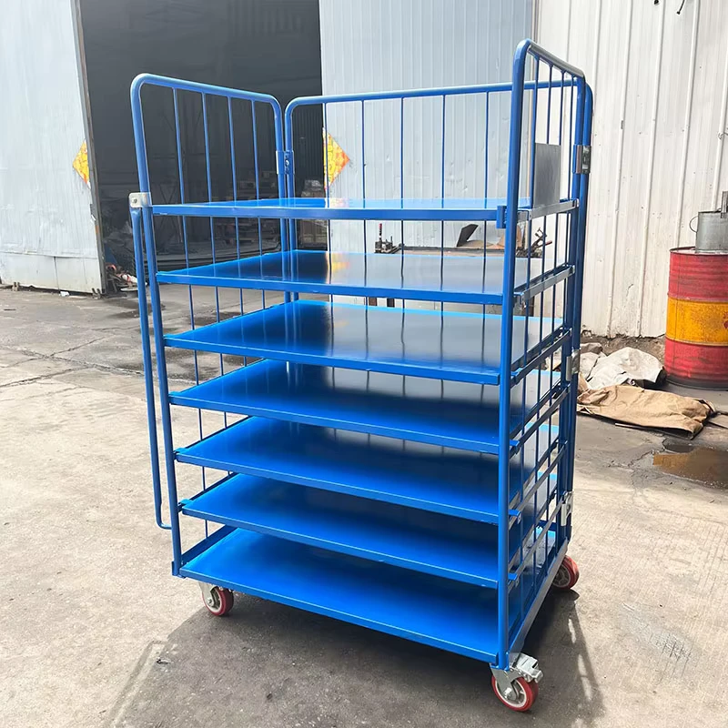 Industrial Logistics Collapsible Rolling Steel Cage Trolley Four Wheel Stackable Storage Container Factory Supply ODM