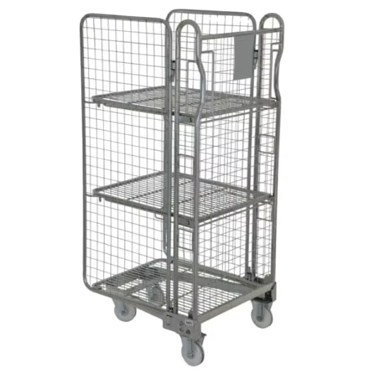 Industrial Logistics Rolling Cage Trolleys Foldable Steel Metal Storage with Four Wheel Roll Container OEM Customizable