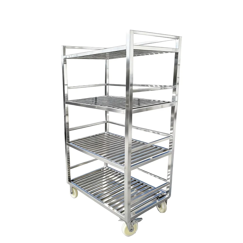 Industrial Metal Rolling Cart CE Approved 4 Shelf Service Cart with Locking Wheels