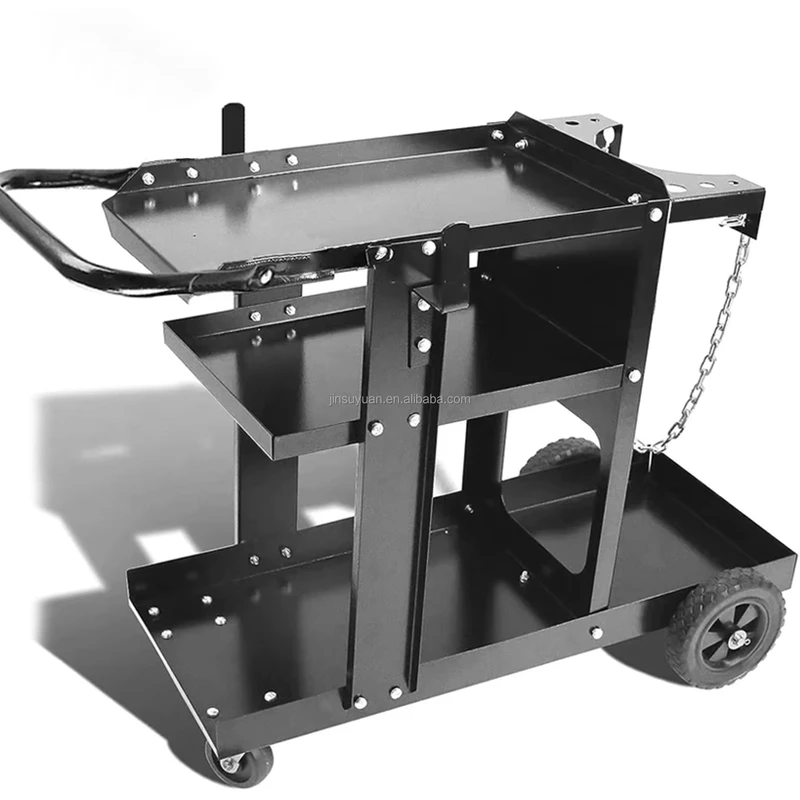 Industrial Movable Trolleys Ergonomic Loading Platform Inclined Handle Extended Chain Metal Black Utility Cart Heavy Capacity