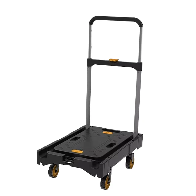 Industrial Multi-functional Folding Flatbed Trolley 300lbs Plastic Platform Hand Truck Four-Wheel Steel Post Powder Coated