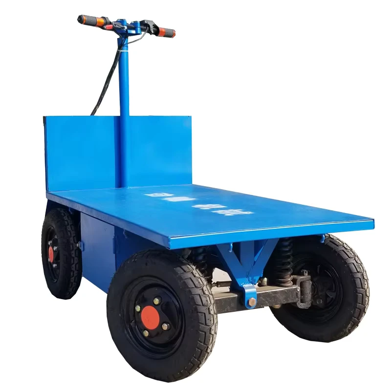 Industrial Parks 1000kg Sturdy Electric Trolley Wheelbarrow Hand Trucks Factory Electric Flat Transfer Cart Trolley