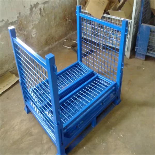 Industrial Powder Coating Foldable Wire Mesh Metal Storage Cages Roll Container