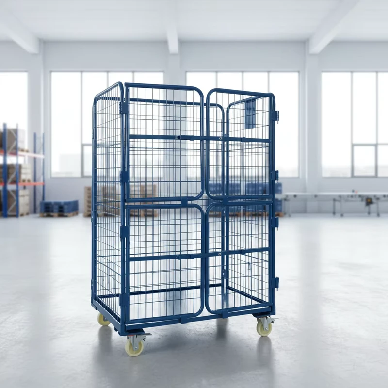Industrial Roll Container Trolley Heavy Duty Steel Cage for Warehouse Logistics Storage