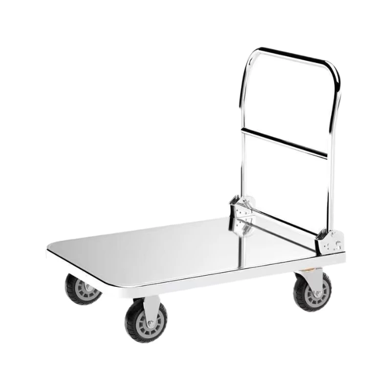 Industrial Stainless Steel Utility Cart 3 Tier 300lb Capacity Collapsible for Workshop Garage Tool Storage Transport