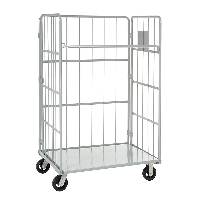 Industrial Steel Powder Coating Finish 500kg Metal Heavy Duty Foldable Cage Trolley Roll WorkTainer