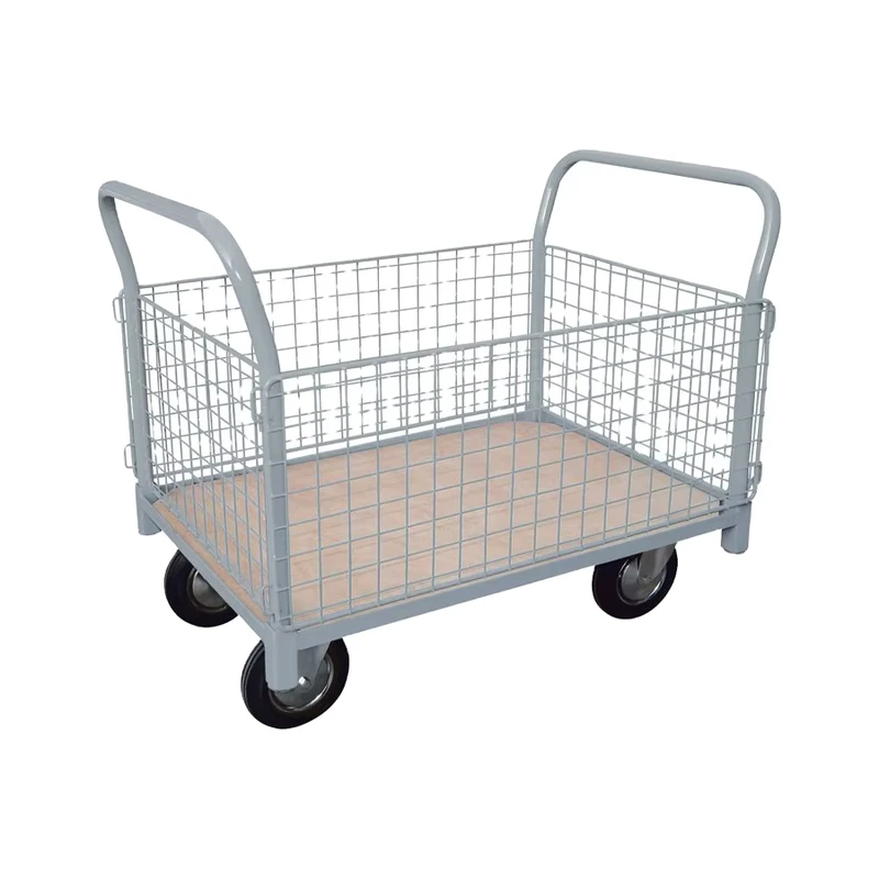 Industrial Storage Four Wheel Trolley Cart with Mesh Sides Storage Cages Powder Coating Carbon Steel Heavy Duty 3 Years 500kg 5″