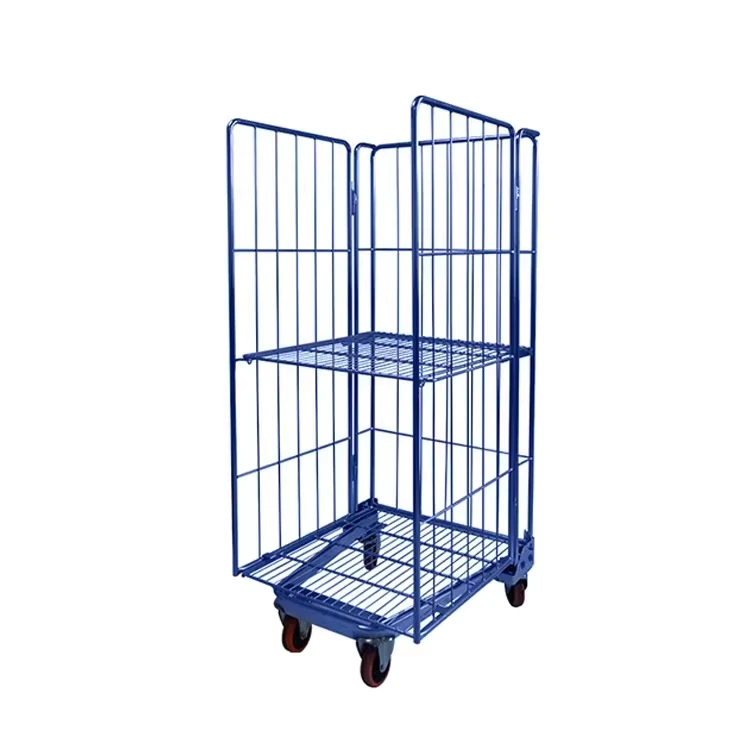Industrial Supermarket Storage a Frame Goods Transport Foldable Logistic Galvanized Trolley Cages for Sale