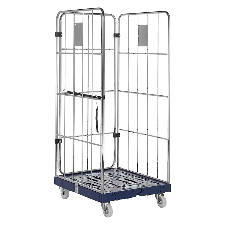 Industrial Warehouse Plastic Base Roll Container Cage Transport Trolley