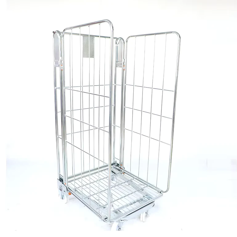 Industrial Warehouse Storage Foldable Rolling Security Wire Mesh Cage Cart Trolley 500kg Load Capacity OEM Customizable