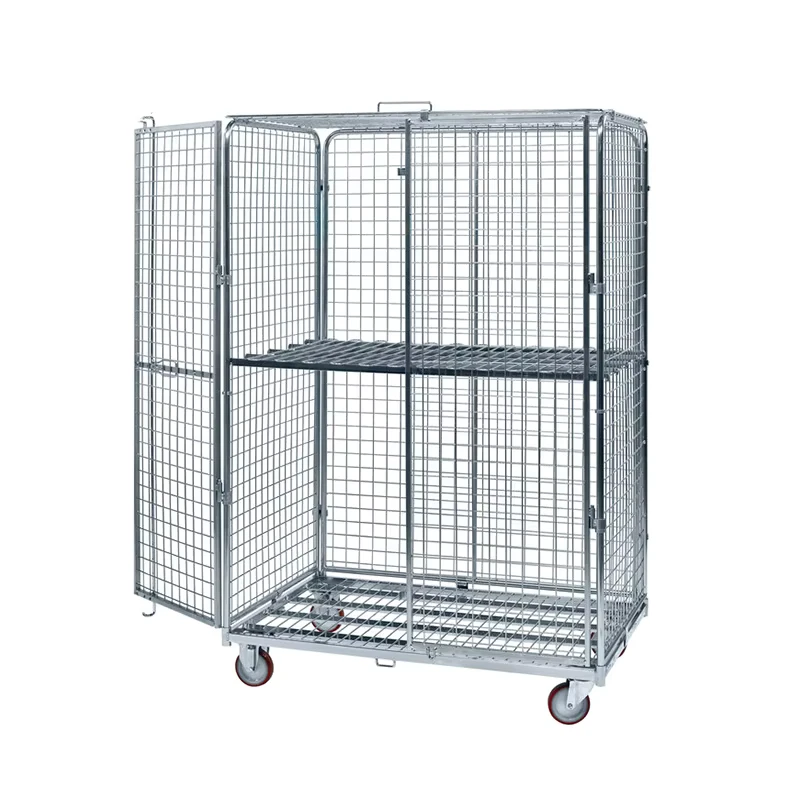 Industrial a Frame Steel Galvanized Foldable Roll Cage Container Trolley Four Wheel Platform Trolley
