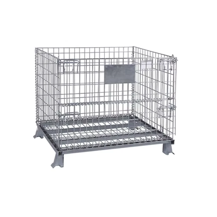 Industry Portable Stacking Folding Metal Logistic Steel Security Cage Wire Mesh Container