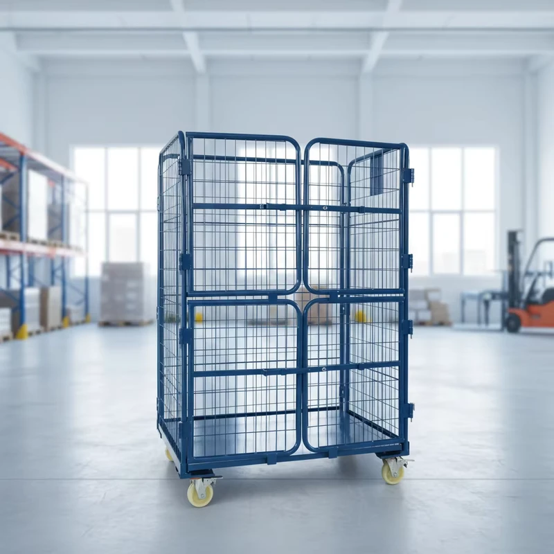 Innovative Folding Roll Container Space Saving Steel Cage Trolley for Warehouse Picking