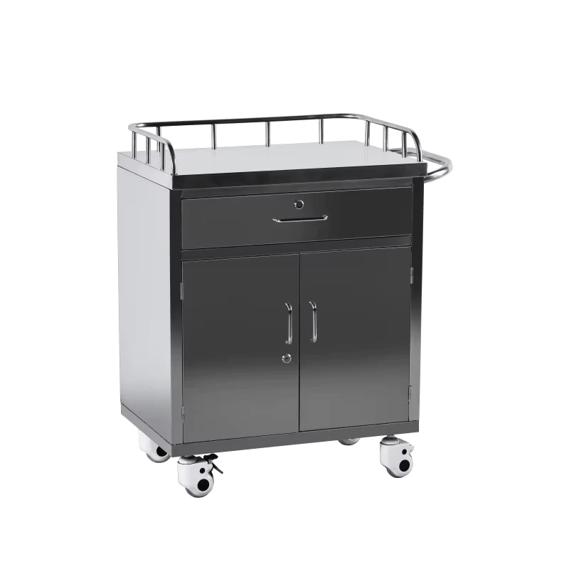 Instrument Trolley Stainless Steel Medical Trolley Cart with Drawers for Hospital