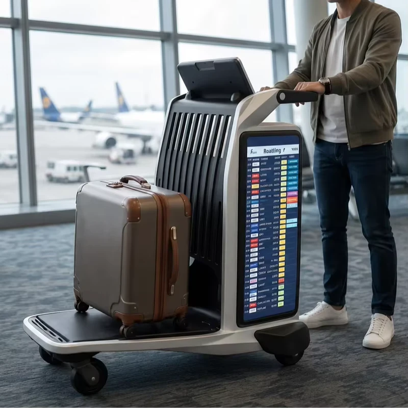 Intelligent Airport Baggage Cart with AI Navigation Advertising Functions