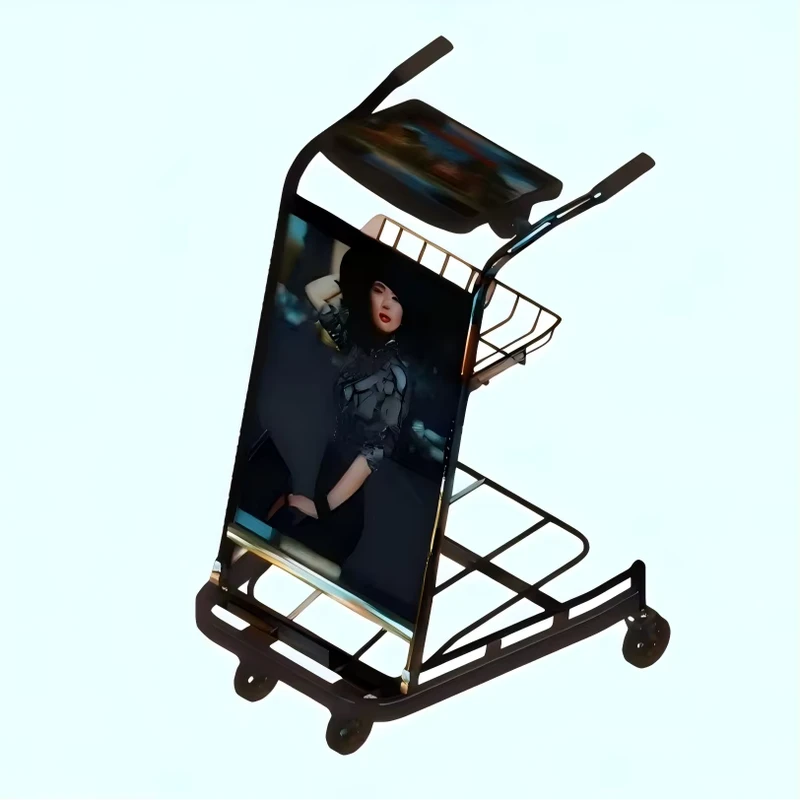 Intelligent Airport Trolley Airport Passenger Baggage Trolley Cart with Hand Brake Rubber Wheel Airport Luggage Trolley