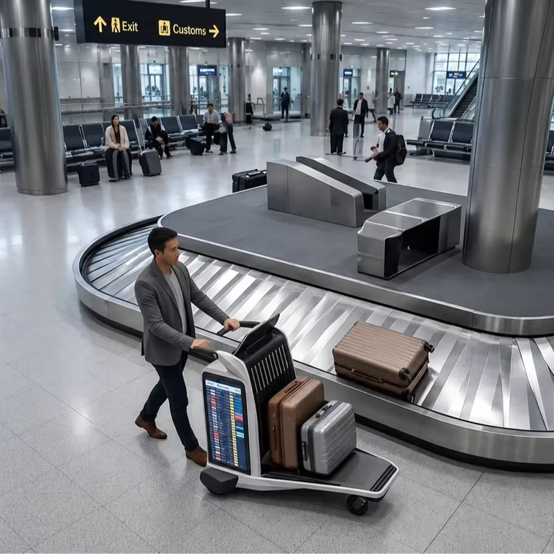 Intelligent Airport Trolley with AI Enabled Media and Passenger Guidance Indoor Use LCD Display
