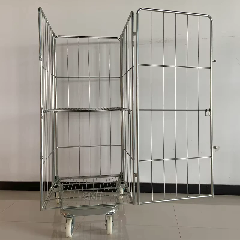 Interlocking Demountable Nestable Cage Stockroom Trolley Transport Cart Roll Containers