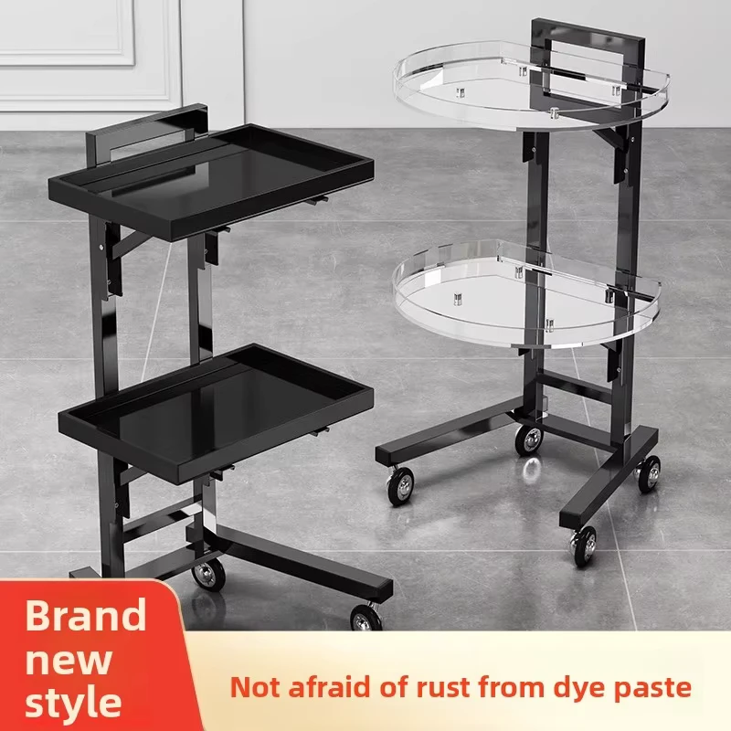 Internet Celebrity Barber Shop Trolley Stainless Steel Salon Tool Cart Haircut Foldable Customizable Adjustable Special Perm Dye