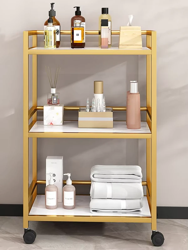 Iron Beauty Salon Trolley Rack Durable Contemporary Design Hair Salon Storage Cart for Tools Nail & Eyelash Supplies