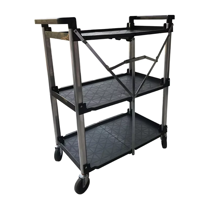 JD UC331 Direct Sale From Manufacturer Foldable and Portable Grey Black Matte Finish Plastic Trolley Service Cart