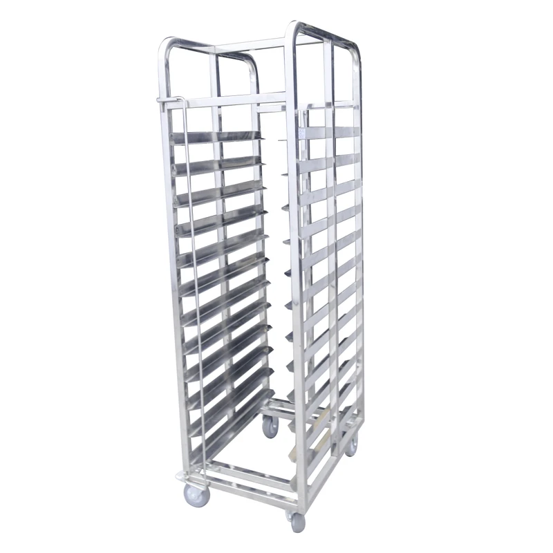 JINGDU Heavy Duty Stainless Steel 201 304 Multi Layer Silver Tray Cart Wheels Commercial Kitchens Restaurants Easily Cleaned