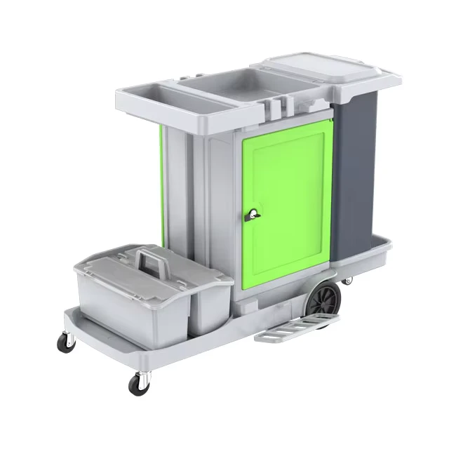Janitor Cart with Mop Bucket New Design Plastic Commercial Cleaning Cart for Hotels