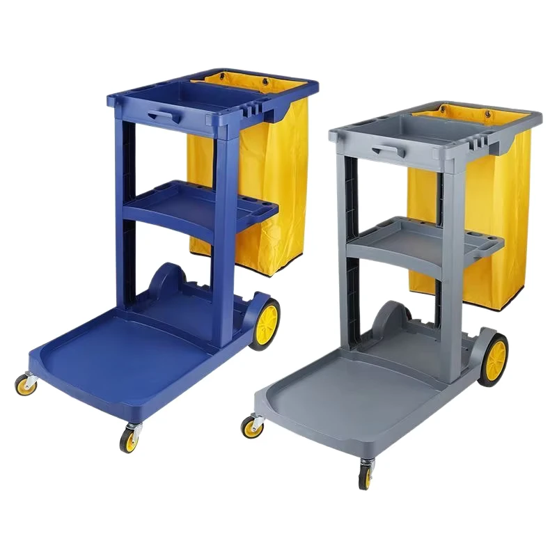 Janitorial Plastic Janitor Cart Cleaning Trolley Folding Cleaning Trolley Cart Equipment Housekeeping Hotel Restaurant