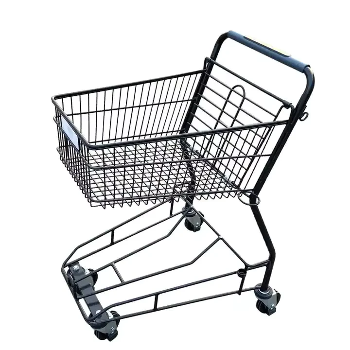 Japanese Style Black Coating Metal Shopping Cart Shopping Trolley