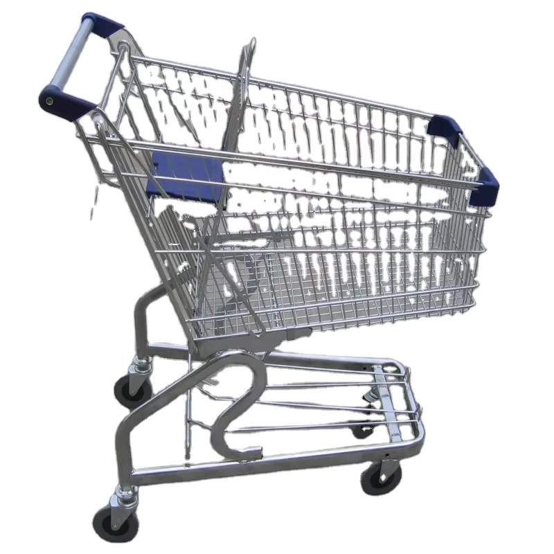 Jiayuan 150L German Market Supermarket Trolley Carts 5 Inch PU Wheels High Quality Steel Zinc Plated Folding Design Plastic
