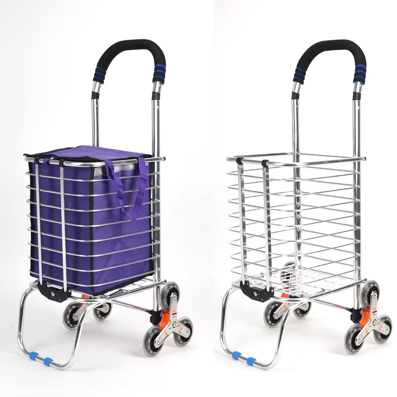 JieLai Folding Stair Climbing Grocery Carts on 6 Wheels Portable Shopping Cart Dual Purpose
