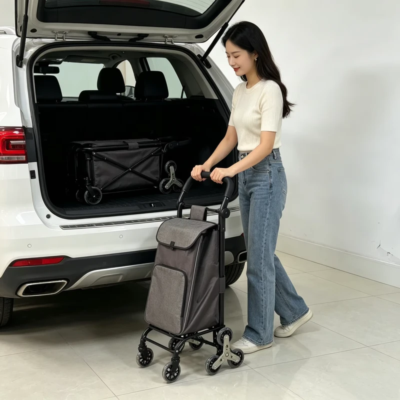 Jielai Custom Folding Vegetables Portable Foldable Shopping Trolley Carts Bag Supermarket Shopping Cart Reusable Shopping Bag