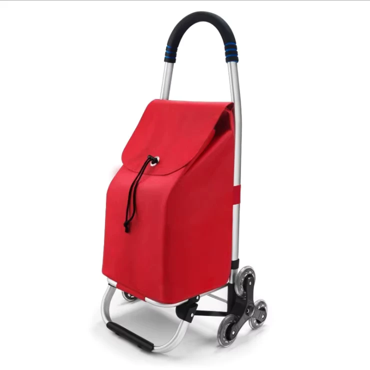 Jielai Supermarket Folding Shopping Trolleys Custom 6 Wheels Climb Stairs Shopping Grocery Cart