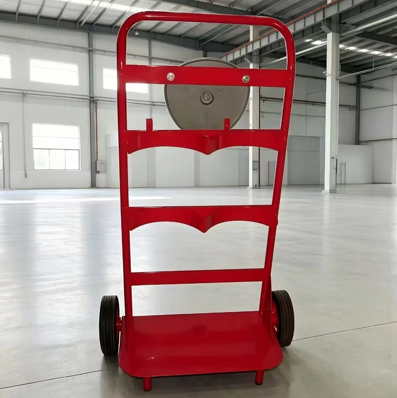 Jinkai Durable Recyclable Flexible Mobile Fire Extinguisher Trolley Fire Bell Mild Steel Construction Powder Coated Hand Cart