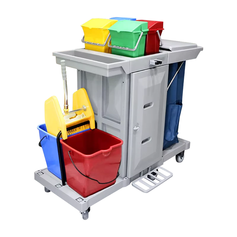 KJ03 3 Plastic Thickened Multifunctional Cleaning Cart for Hotel Room Service 150KG Capacity 130x80x120CM