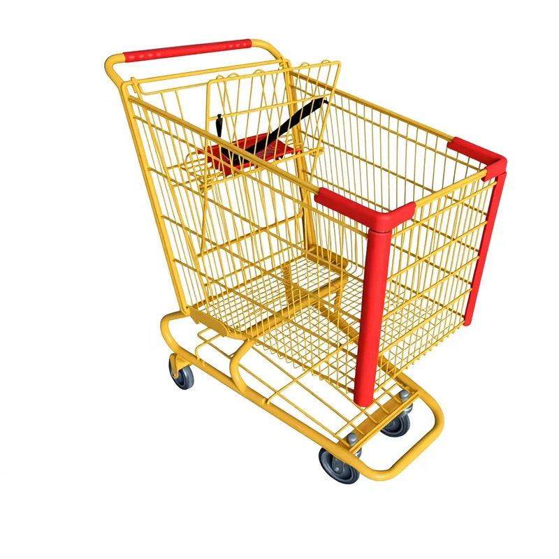 KNM 300 180L Anti rust Powder Coated Grocery Shopping Trolley Cart With 4 Wheels KNM 300 180L Grocery Shopping Cart