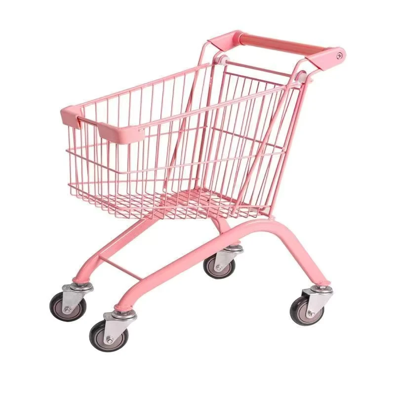 Kids Mini Shopping Cart Children Pretend Play Supermarket Trolley Toy for Vegetable & Snack Shop Amusement Park Cart