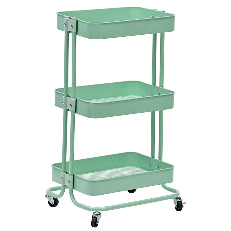 Kitchen Heavy Duty 3 Layer 2 Tier Food Service Utility Rolling Cart With Wheels Shelves