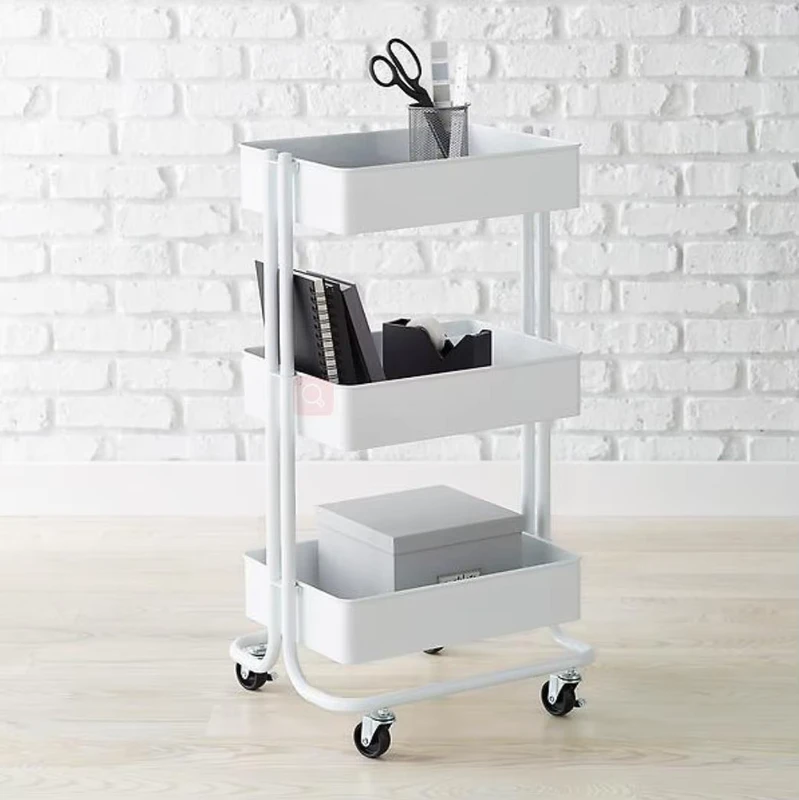 Kitchen Living Room Bathroom 3 tier Metal Storage Rolling Trolley Cart