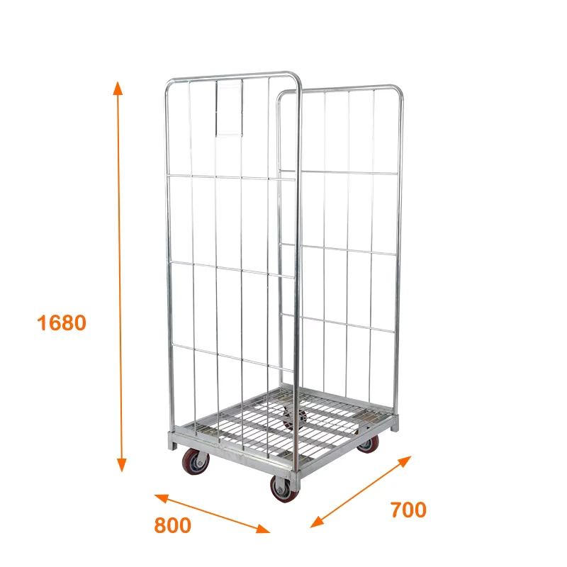 L700xD800xH1680 Medium Duty 2 Sided Steel Q235 Roll Cage Trolley Buckle Closure 200kg Capacity Cargo Storage Equipment