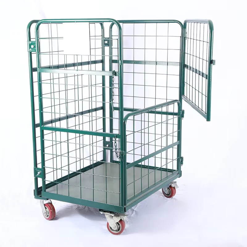 L850XD650XH1700 Professional Stackable Containers 4 Wheels Pallet Heavy Duty Metal Storage Furniture Trolley